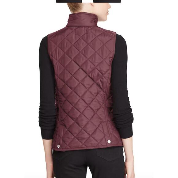 Lauren Ralph Lauren Quilted Vest Small Wine Burgundy Equestrian Core $148 - Picture 7 of 7